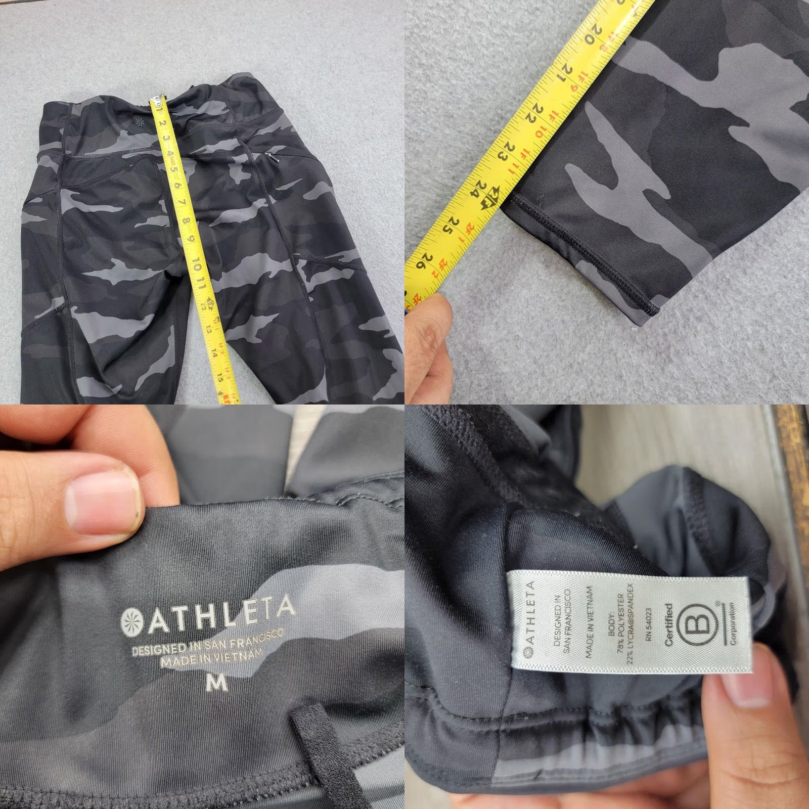 Athleta Athleta Ankle Womens M Black Leggings Camo Length Pocket Stretch Athletic Size 32" / US 10 / IT 46 - 8 Thumbnail