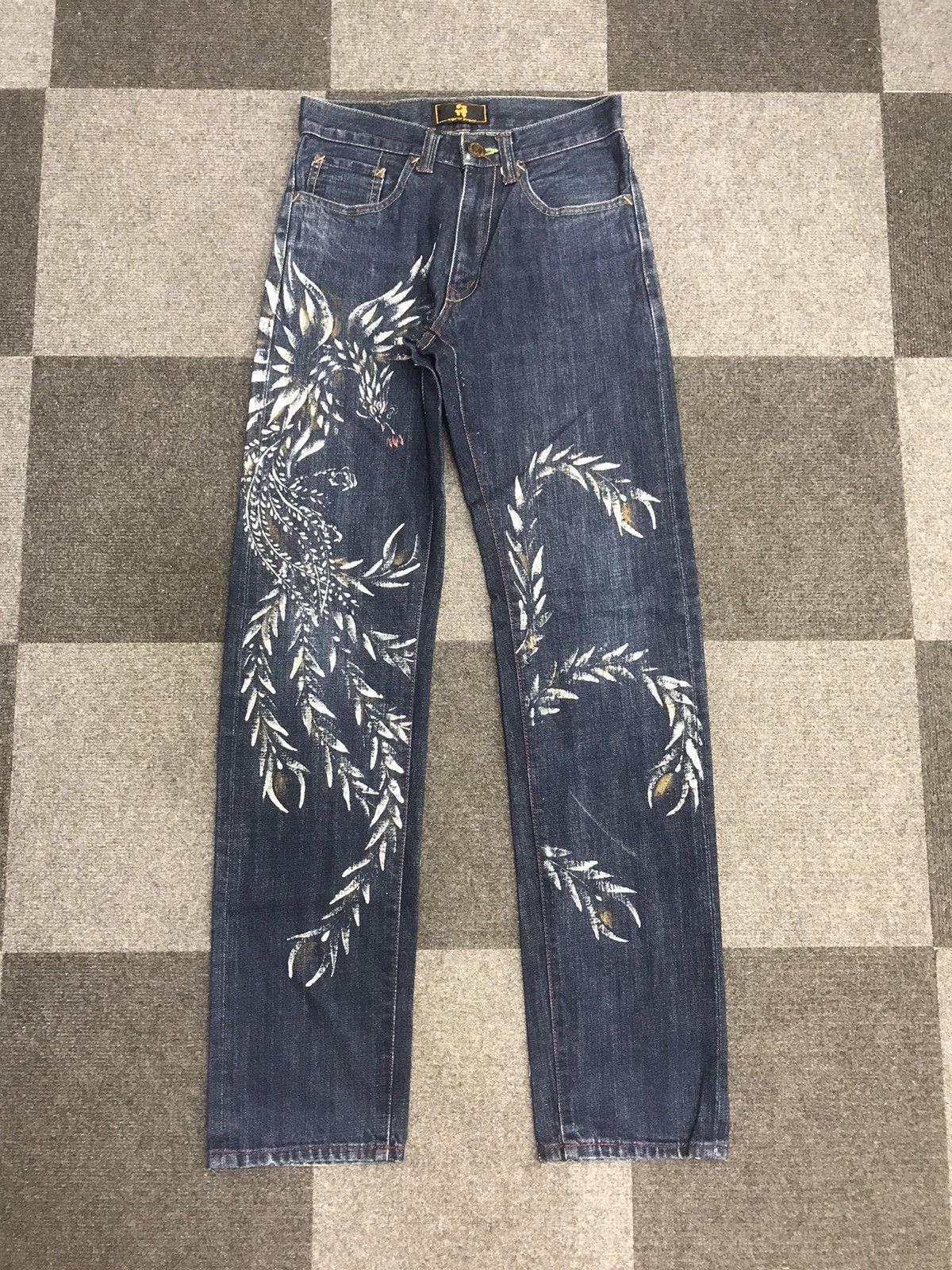 Japanese Brand 💥ARCHIVAL JAPAN💥Archival Flying Pheonix ZEN DENIM F706 Size US 27 - 4 Thumbnail