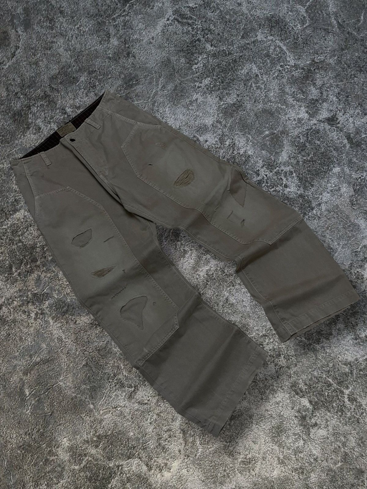 Japanese Brand Vintage Japan 90’s Purple & Yellow Distressed Carpenter Pant Size US 32 / EU 48 - 2 Thumbnail