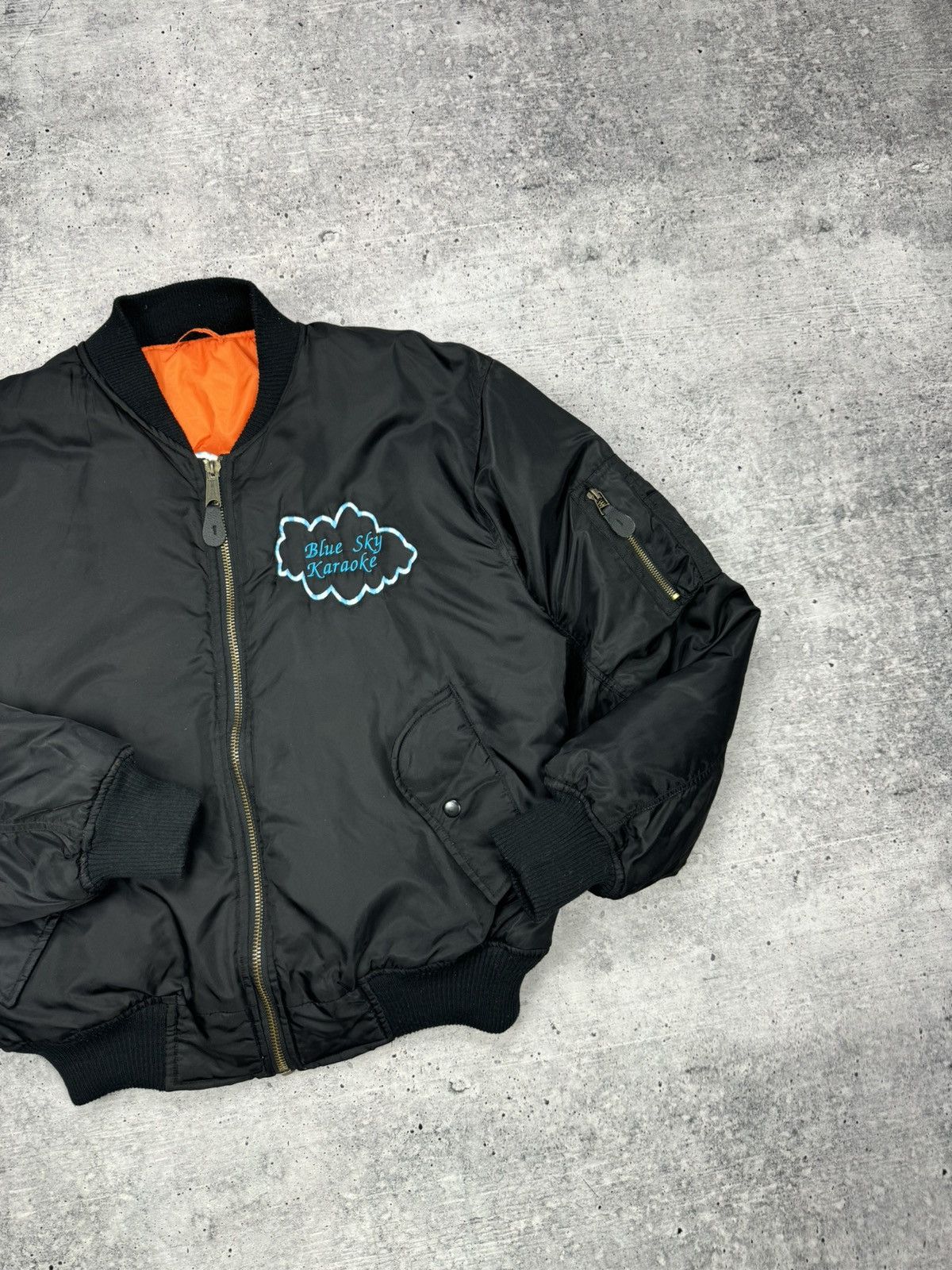 Vintage Vintage MA1 Bomber Jacket Big Logo Blue Sky Karaoke 90’s Y2K Size US L / EU 52-54 / 3 - 3 Thumbnail