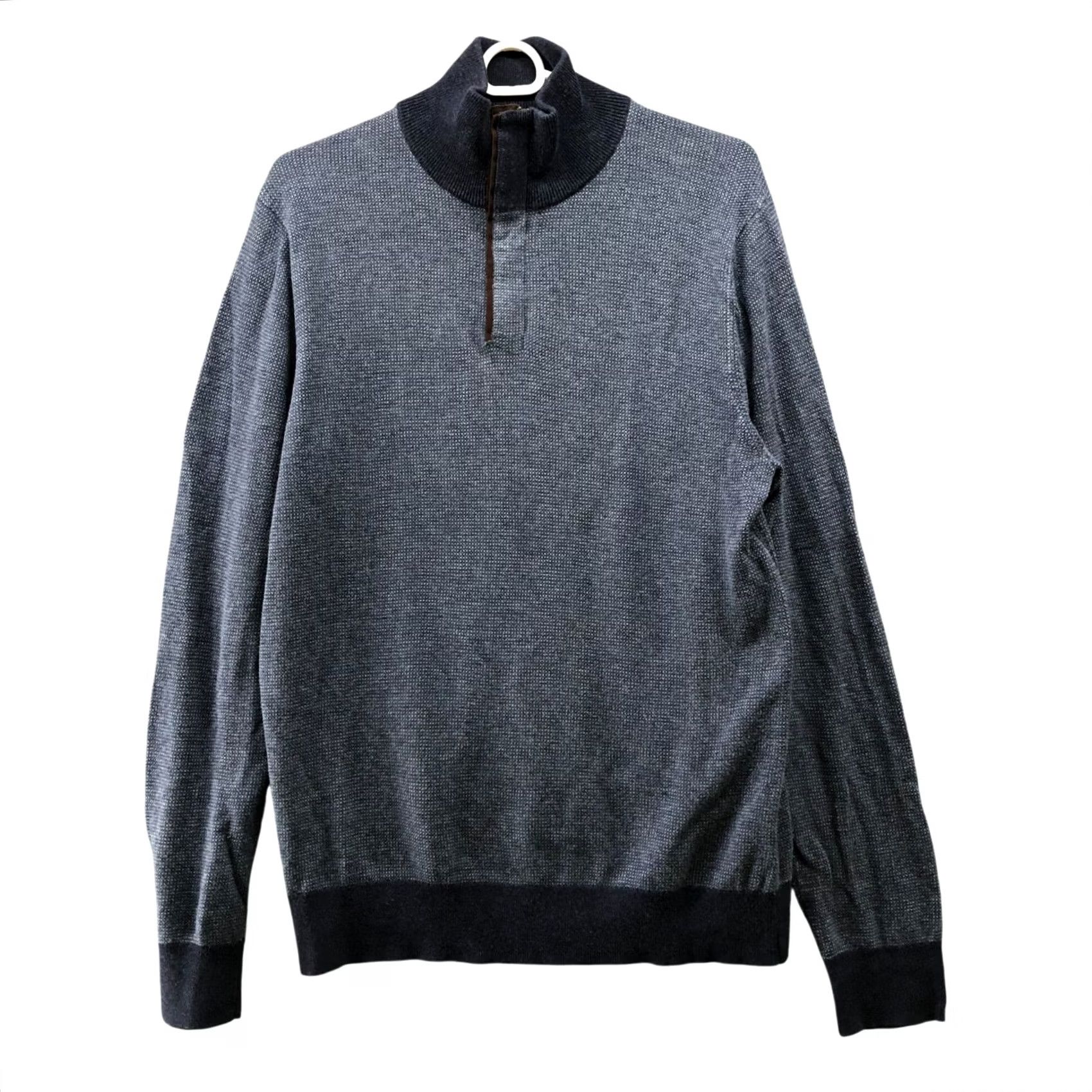 Banana Republic Banana Republic Sweater Shirt Mens M Navy Blue Cotton 1/4 Zip Lightweight Pullover Knitted Mock Neck Casual Regular Size US M / EU 48-50 / 2 - 2 Thumbnail