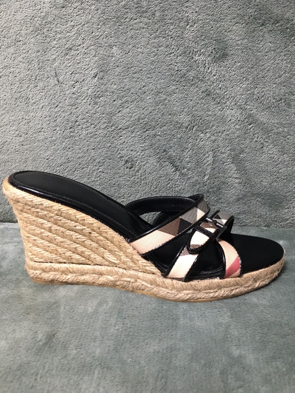 Burberry Burberry Leather Nova Check Espadrille Wedge Sandals EU38 Size US 8 / IT 38 - 9 Thumbnail