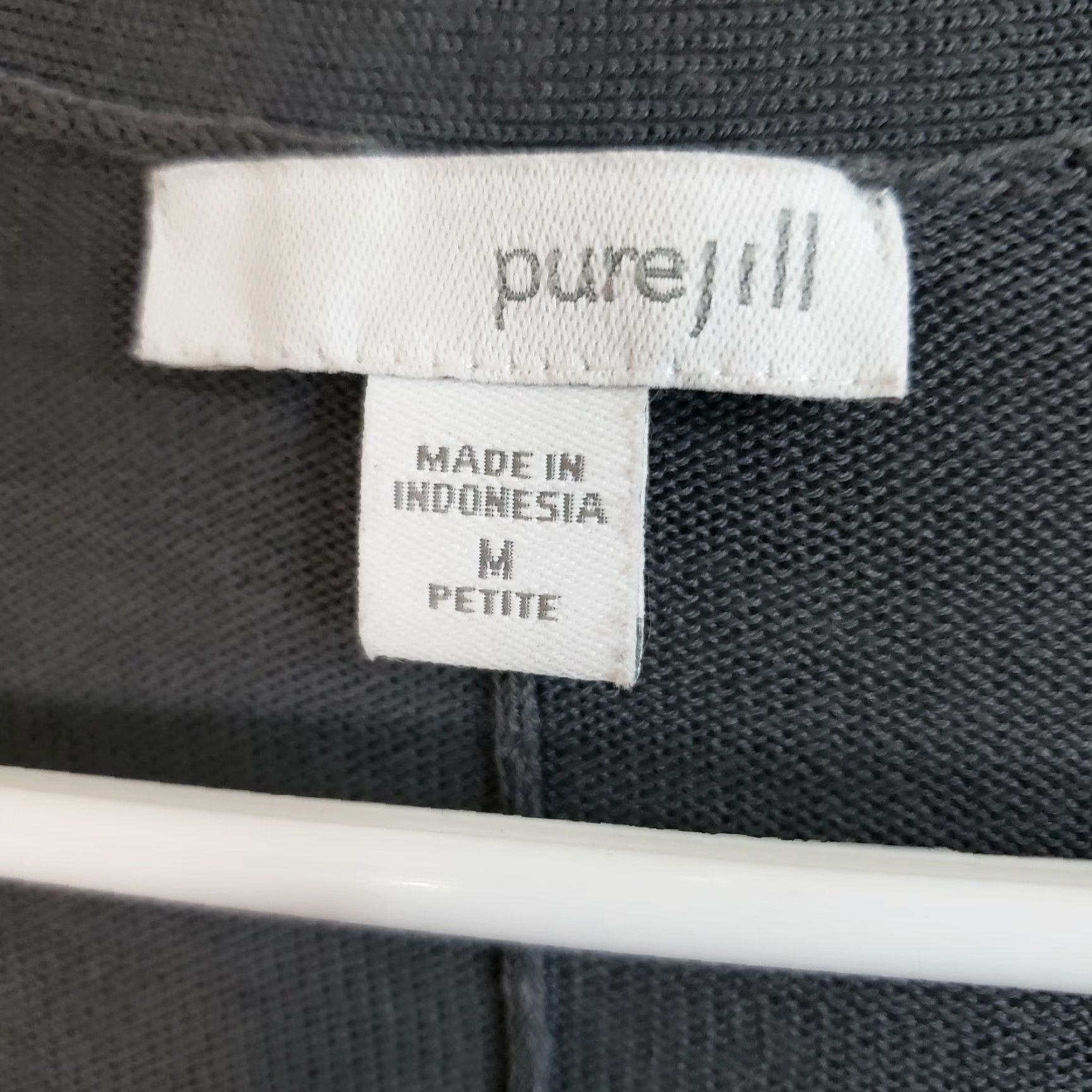 Vintage Pure Jill Cardigan Womens Button Front Gray Cotton Blend Petite Medium PM V-Neck Long Sleeve Knit Sweater Size M / US 6-8 / IT 42-44 - 5 Thumbnail
