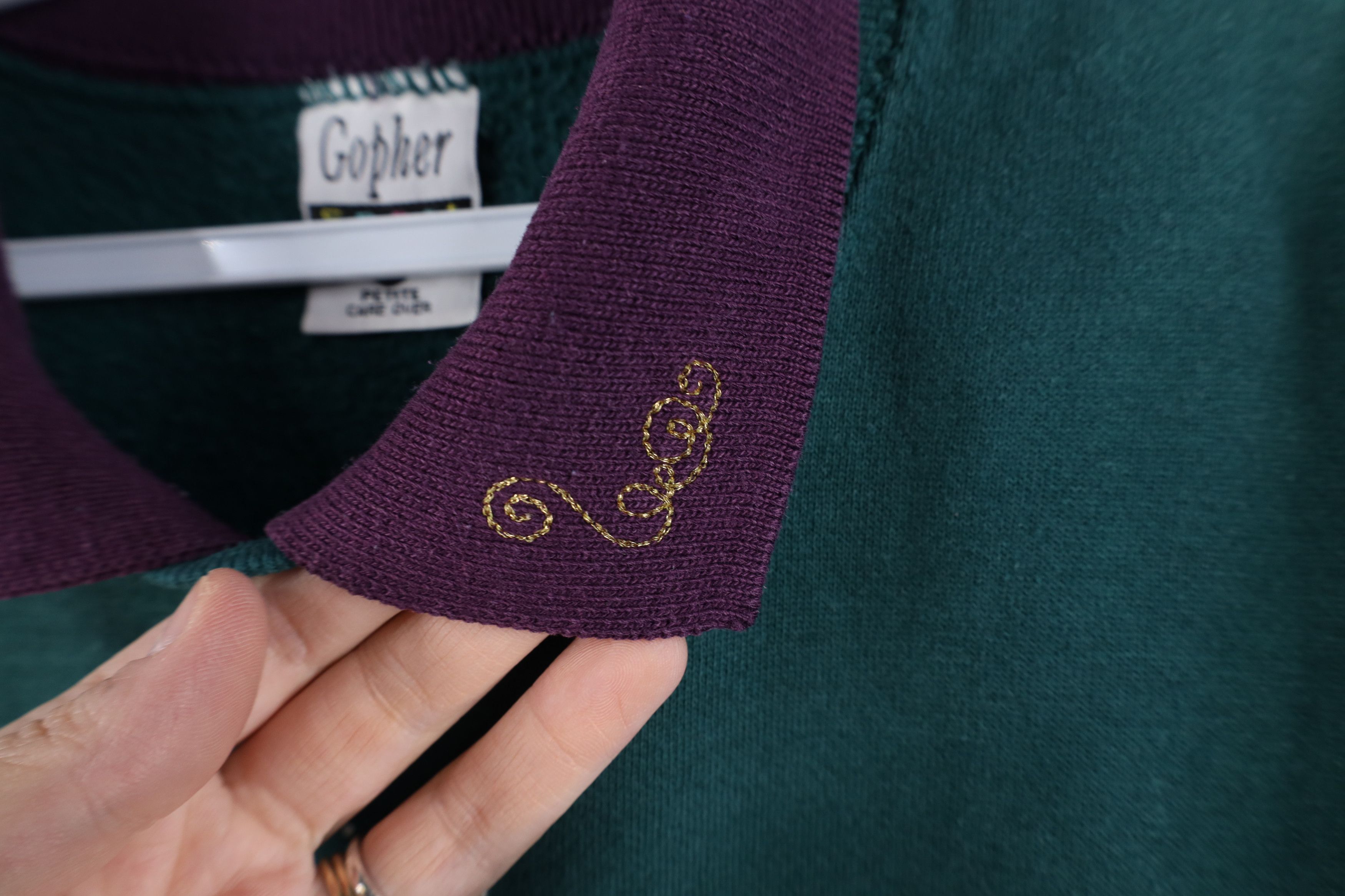 Vintage Vintage 90s Streetwear Peacock Flower Collared Sweatshirt Size L / US 10 / IT 46 - 10 Thumbnail