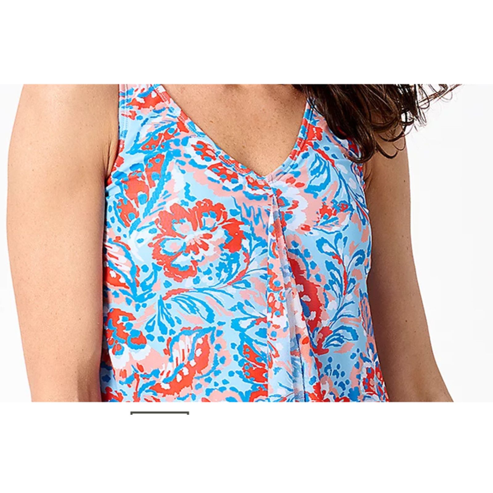 Denim & Co. Denim & Co. Beach V-Neck Handkerchief Tankini Reg 16 A564127 Size ONE SIZE - 2 Thumbnail