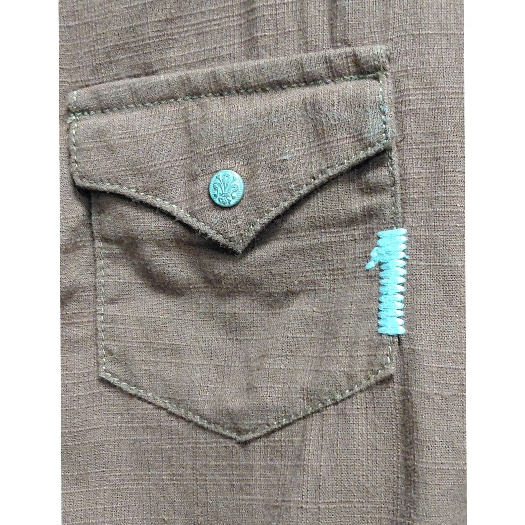 47 Rock 47 by Wrangler Embroidered Western Shirt Brown Solid Woven Size M Size US M / EU 48-50 / 2 - 7 Thumbnail