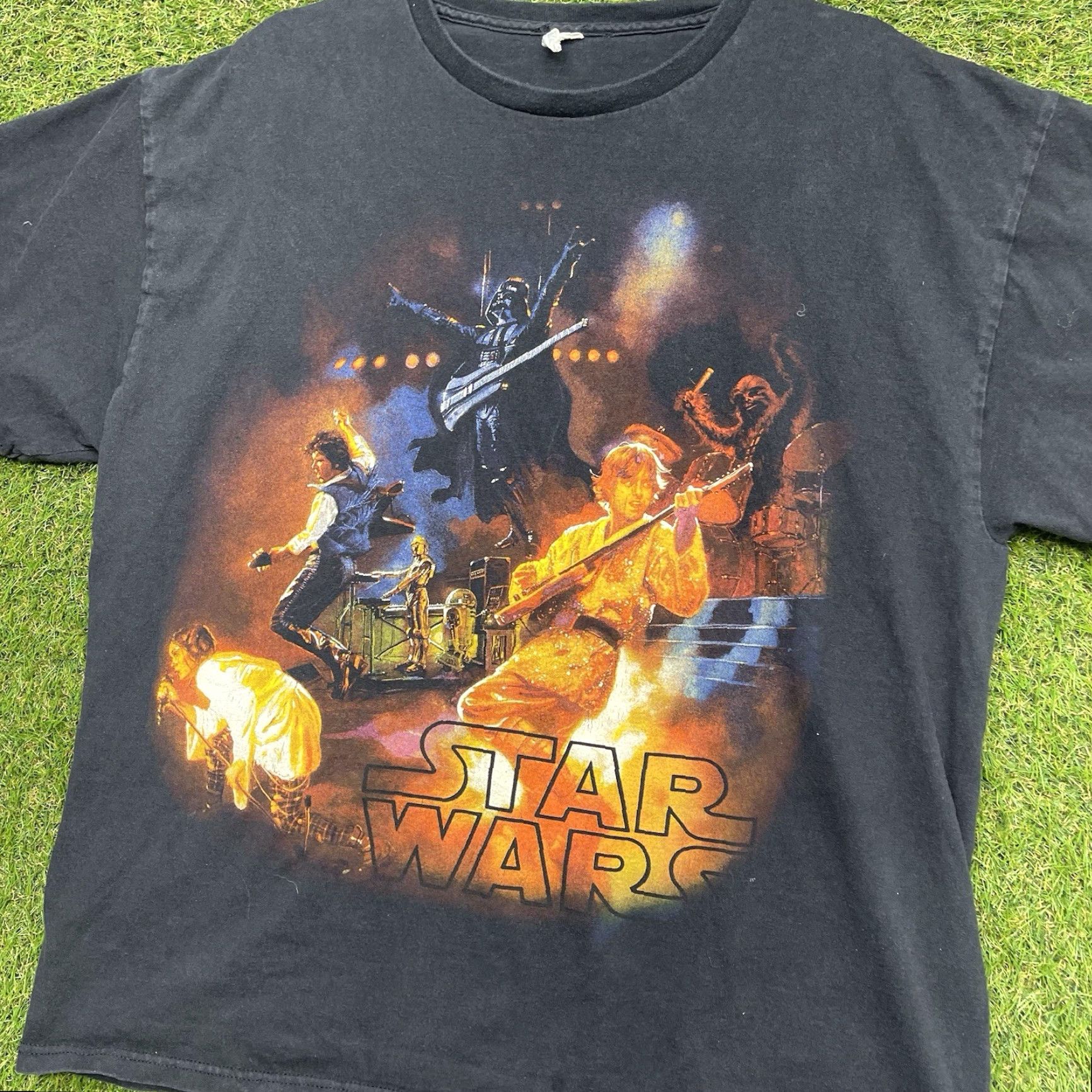 Star Wars VINTAGE Star Wars Shirt Mens XL Black Graphic Print 90s Retro Luke Skywalker Darth Vader R2-D2 Han Solo C3PO Music Size US XL / EU 56 / 4 - 2 Thumbnail