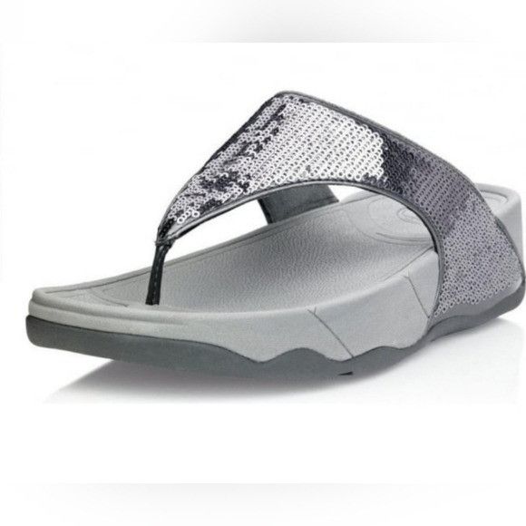 Other FitFlop Electra Classic Pewter Silver Sequin thong Platform Size US 10 / IT 40 - 9 Thumbnail