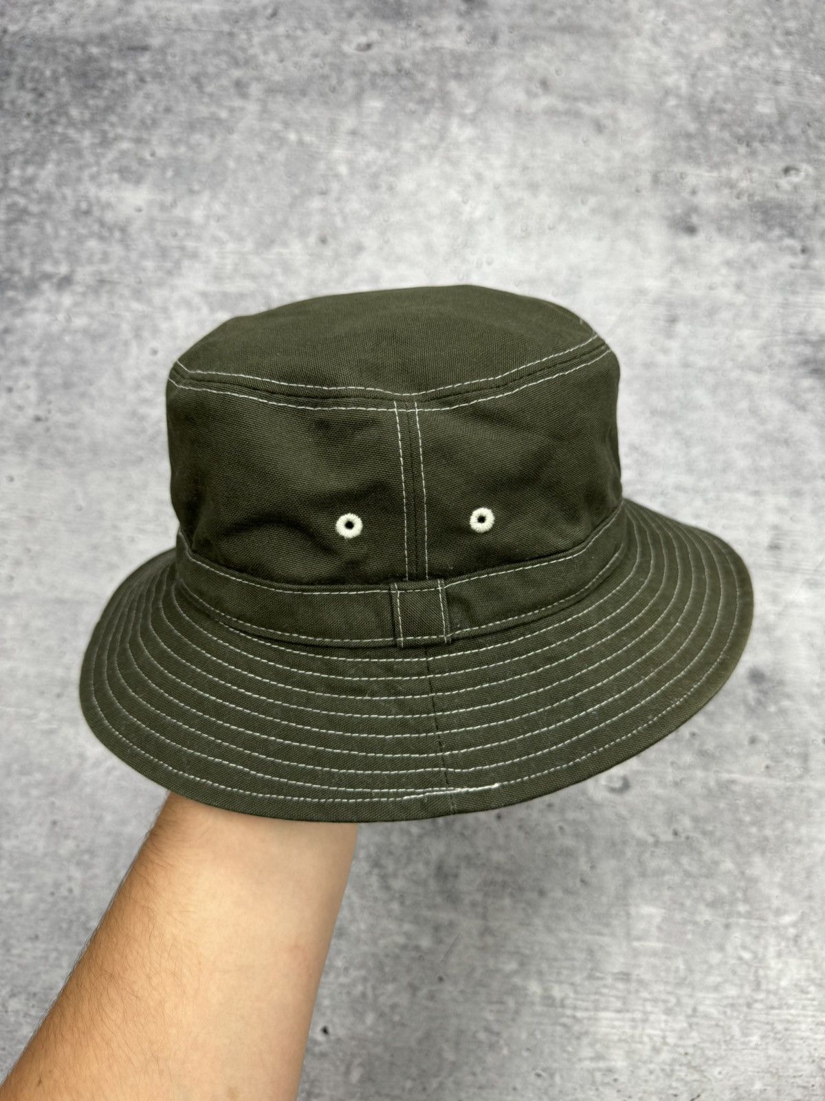 Kangol × Vintage Vintage 90’s Y2K Style Olive Logo Drill Warm Panama Hat S-M Size ONE SIZE - 7 Thumbnail
