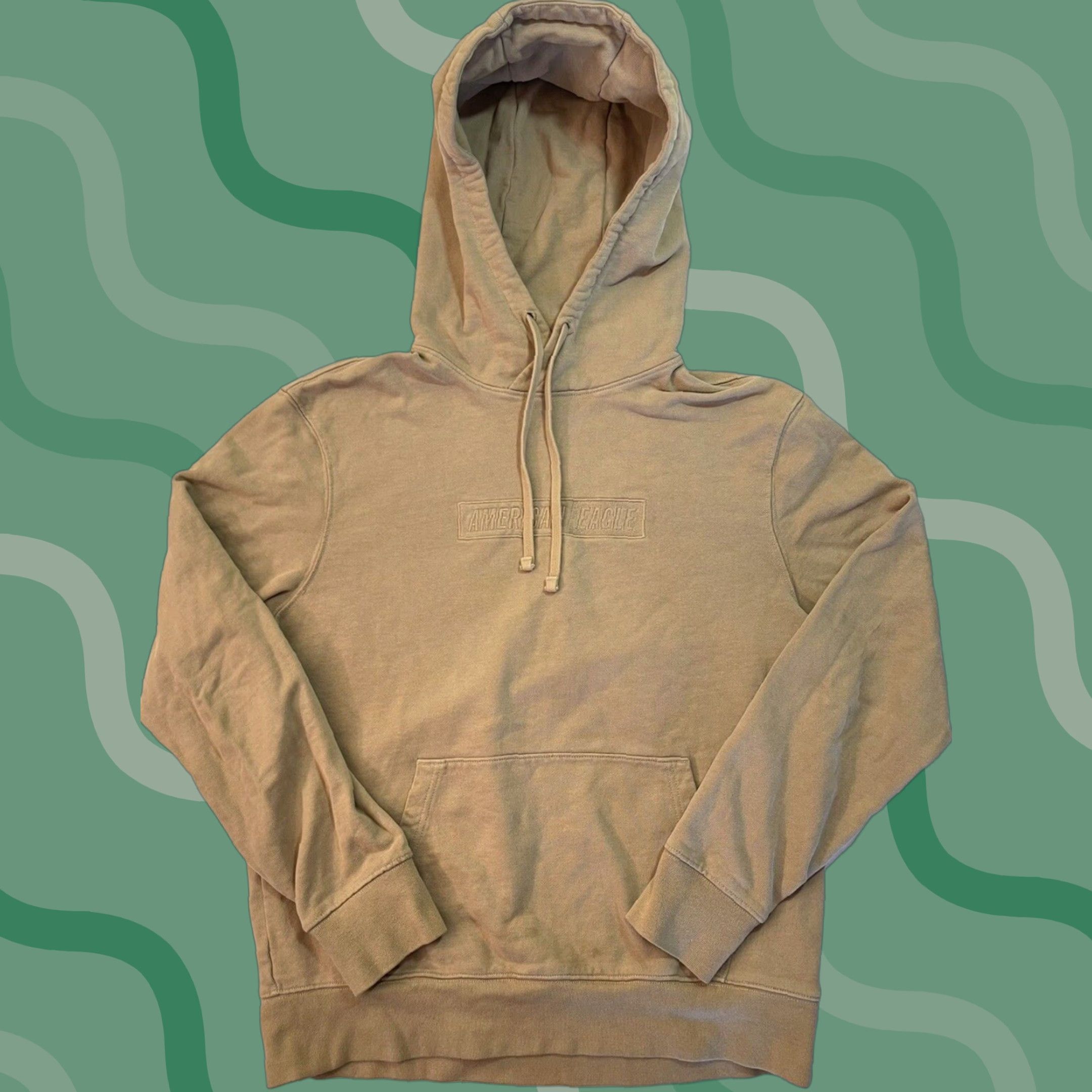Vintage VINTAGE AMERICAN EAGLE Hoodie Sweatshirt Box Logo Khaki M Adult Medium Khaki Logo Mens Size US M / EU 48-50 / 2 - 1 Thumbnail