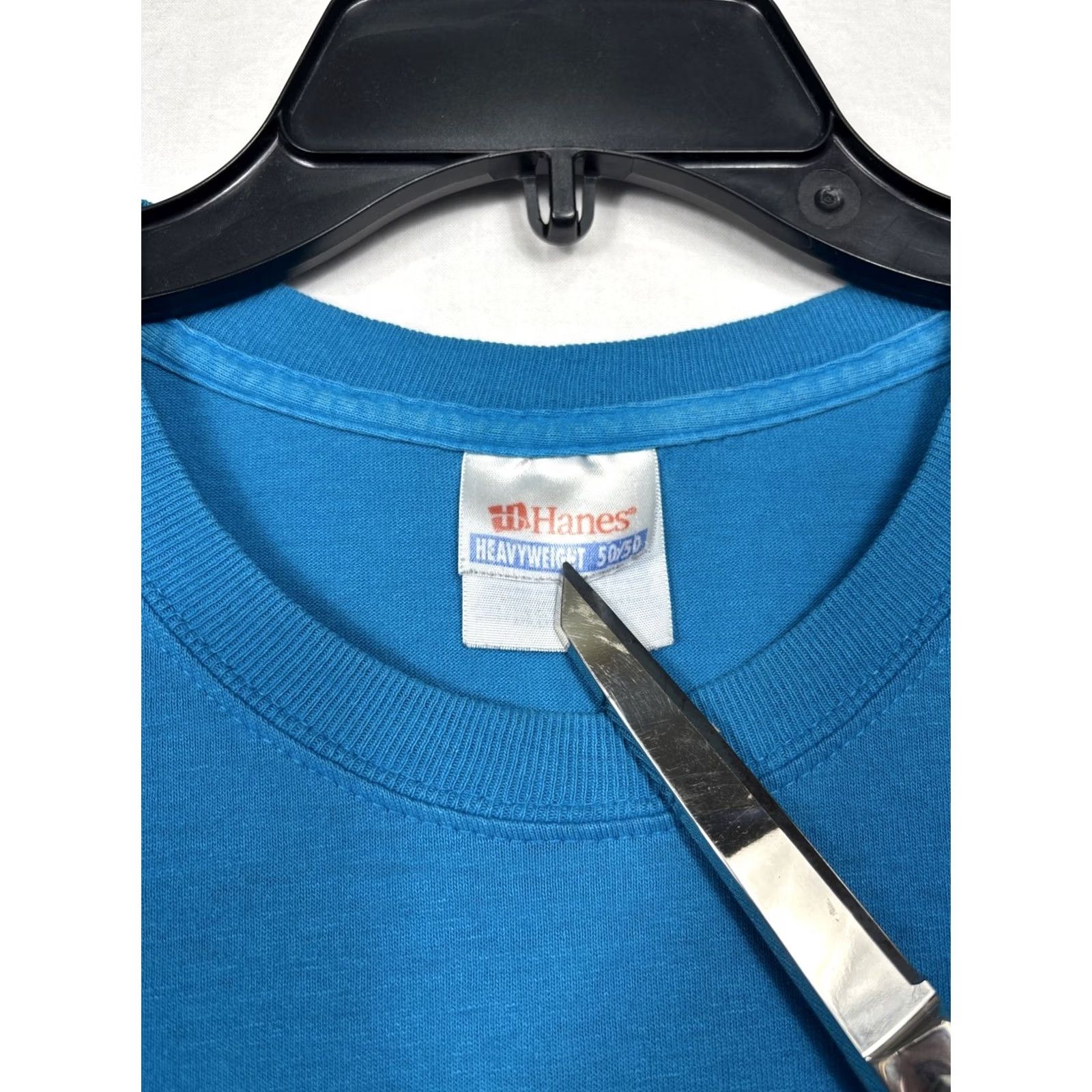 Hanes Hanes Heavyweight 50/50 T-Shirt M Blue VTG Crew Neck Short Sleeve Men Regular Size M Multiface Stitch Y2K Size US M / EU 48-50 / 2 - 7 Thumbnail
