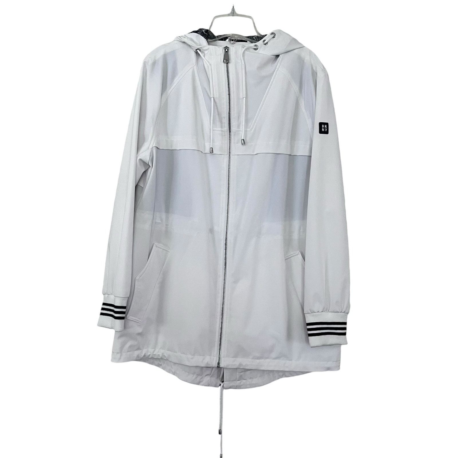 DKNY DKNY White Long Sleeve Zip Up Windbreaker Jacket Size L / US 10 / IT 46 - 1 Thumbnail