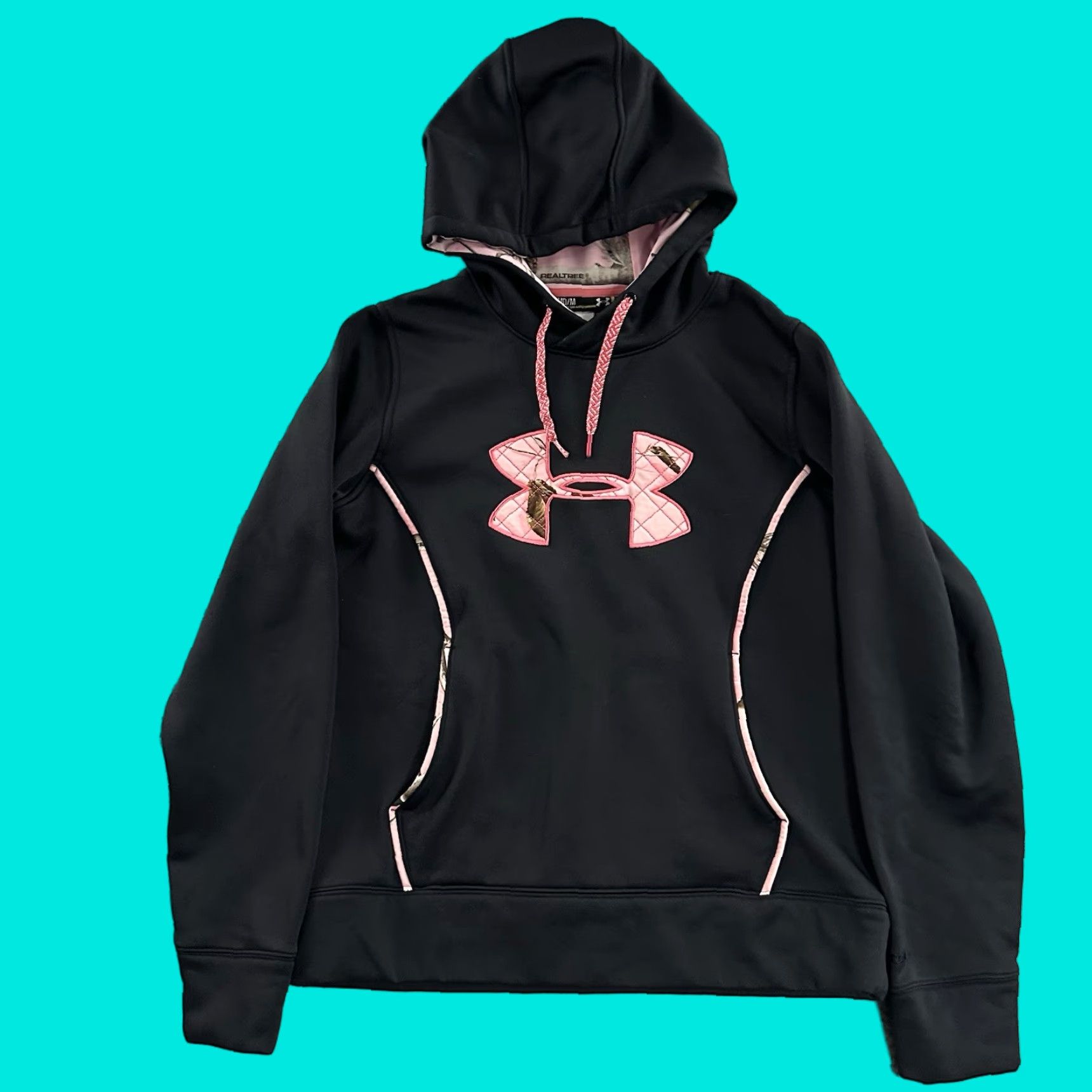 Under Armour Hoodie Women Black Pink Medium Realtree 100% Polyester Womens