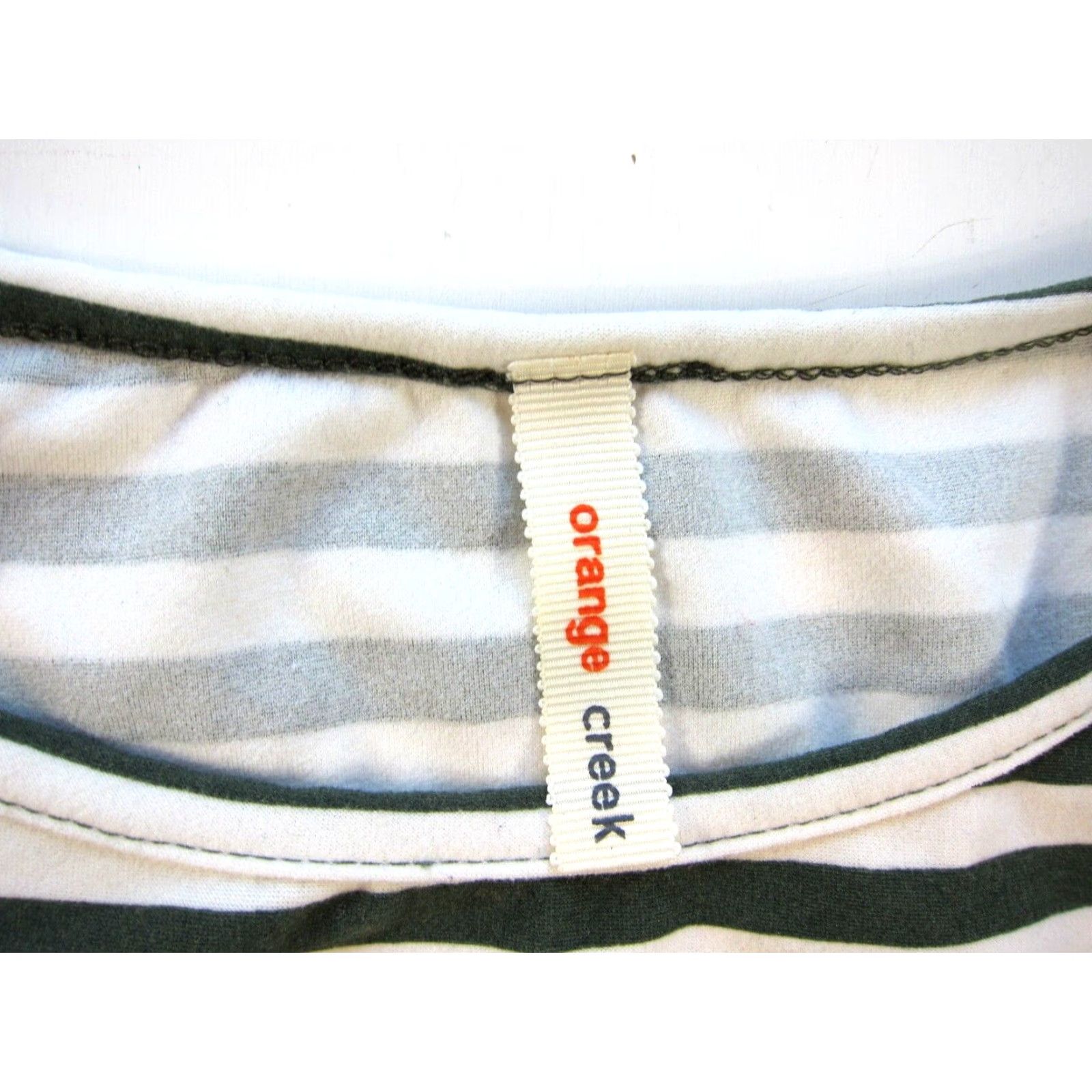 Vintage Orange Creek Dress Green Ivory Stripe Stretch Pocket Ruffle Sleeve Shift Small Size S / US 4 / IT 40 - 3 Thumbnail