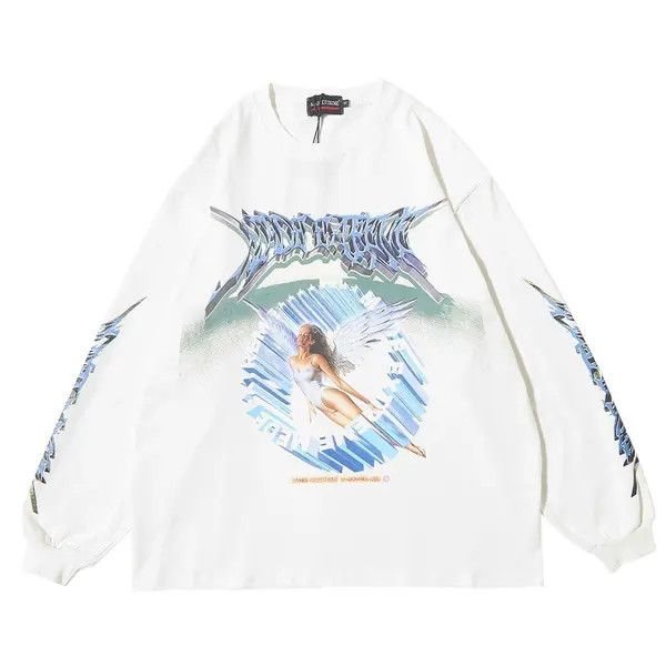 VIBE Fly Angel Oversized Printed Vintage T-Shirt Long Sleeve Size US M / EU 48-50 / 2 - 1 Thumbnail