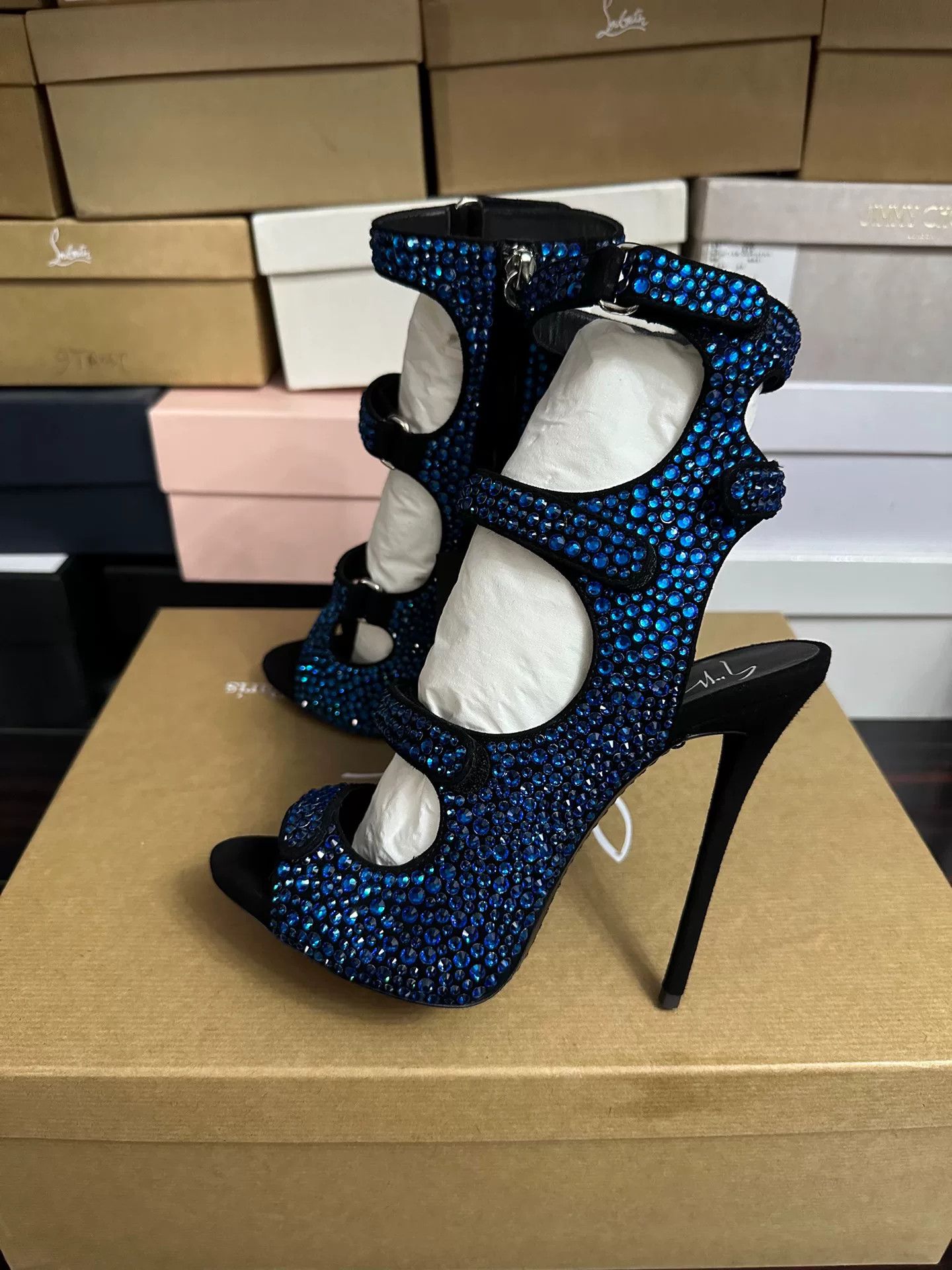 Giuseppe Zanotti Giuseppe Zanotti Blue Crystal Shoes 37 Size US 6 / IT 36 - 1 Thumbnail