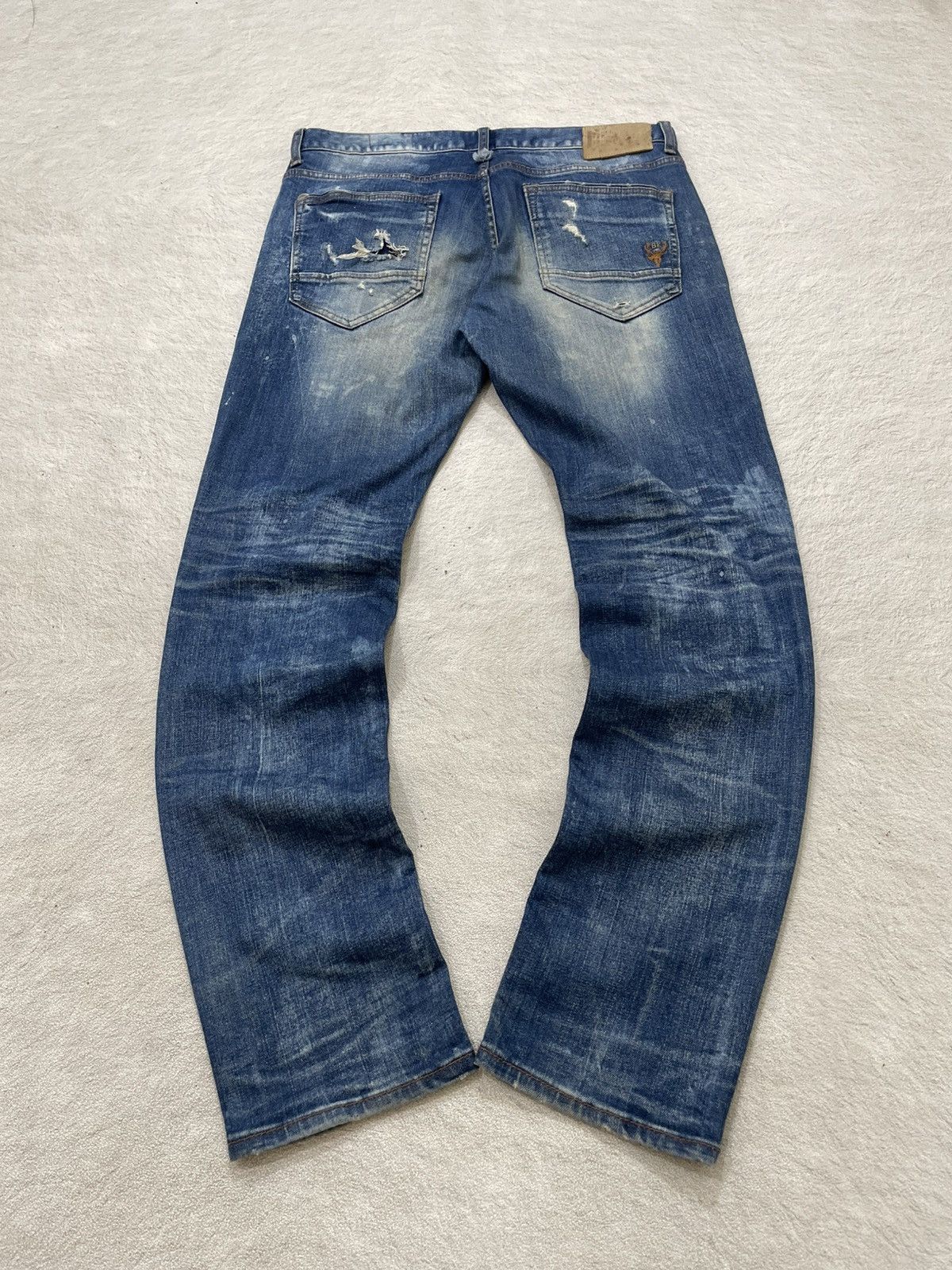 Japanese Brand 2000s Buckaroo Heavy Distressed Denim Ripped Jeans Wash LGB Size US 35 - 8 Thumbnail