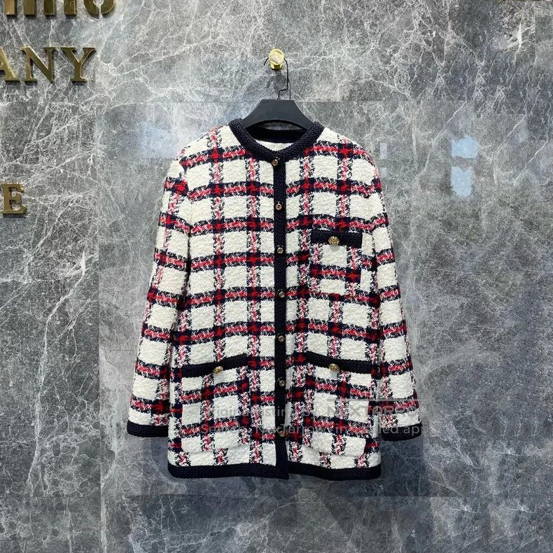 Gucci Gucci Gold buckle plaid tweed jacket Size S / US 4 / IT 40 - 1 Thumbnail