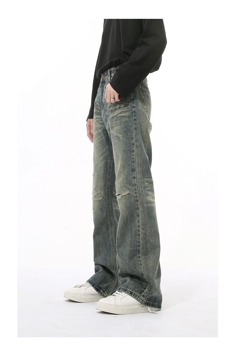 Japanese Brand × Jean Street loose washed distressed straight flared ripped jeans Size US 32 / EU 48 - 4 Thumbnail
