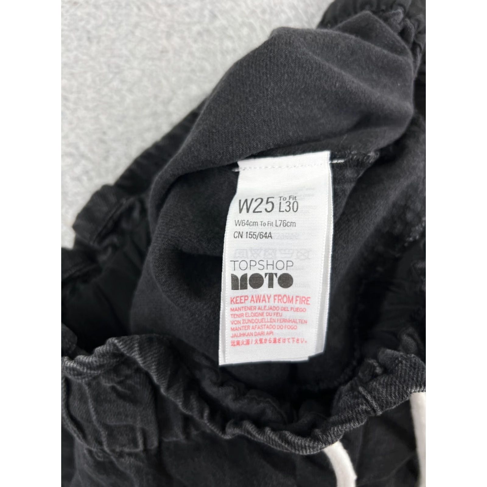 Topshop Top Shop Moto Jeans Women Wide-Leg XS-25 Black Denim Pull On 5-Pocket Stretch Capri Elastic Waist Regular Fit Size 4XL / US 24-26 - 4 Thumbnail