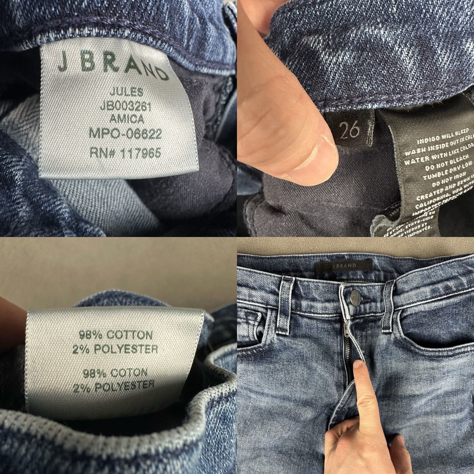 J Brand J Brand Jeans Women's 26 Blue Denim Jules Amica Straight Fit High Rise EUC Jeans Size 26" / US 2 / IT 38 - 8 Thumbnail