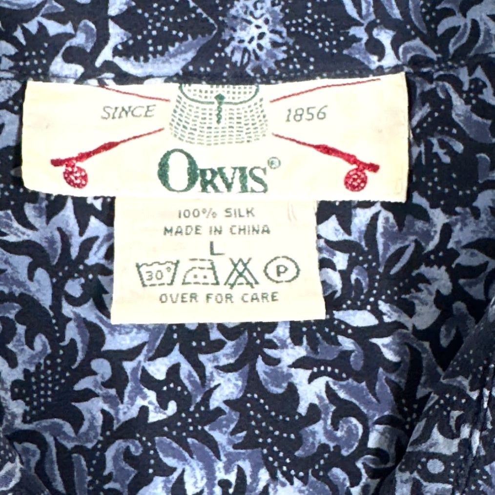 Orvis Vintage Orvis Men's Large Blue Floral Silk Hawaiian Shirt Casual Beach Retro Size US L / EU 52-54 / 3 - 6 Thumbnail