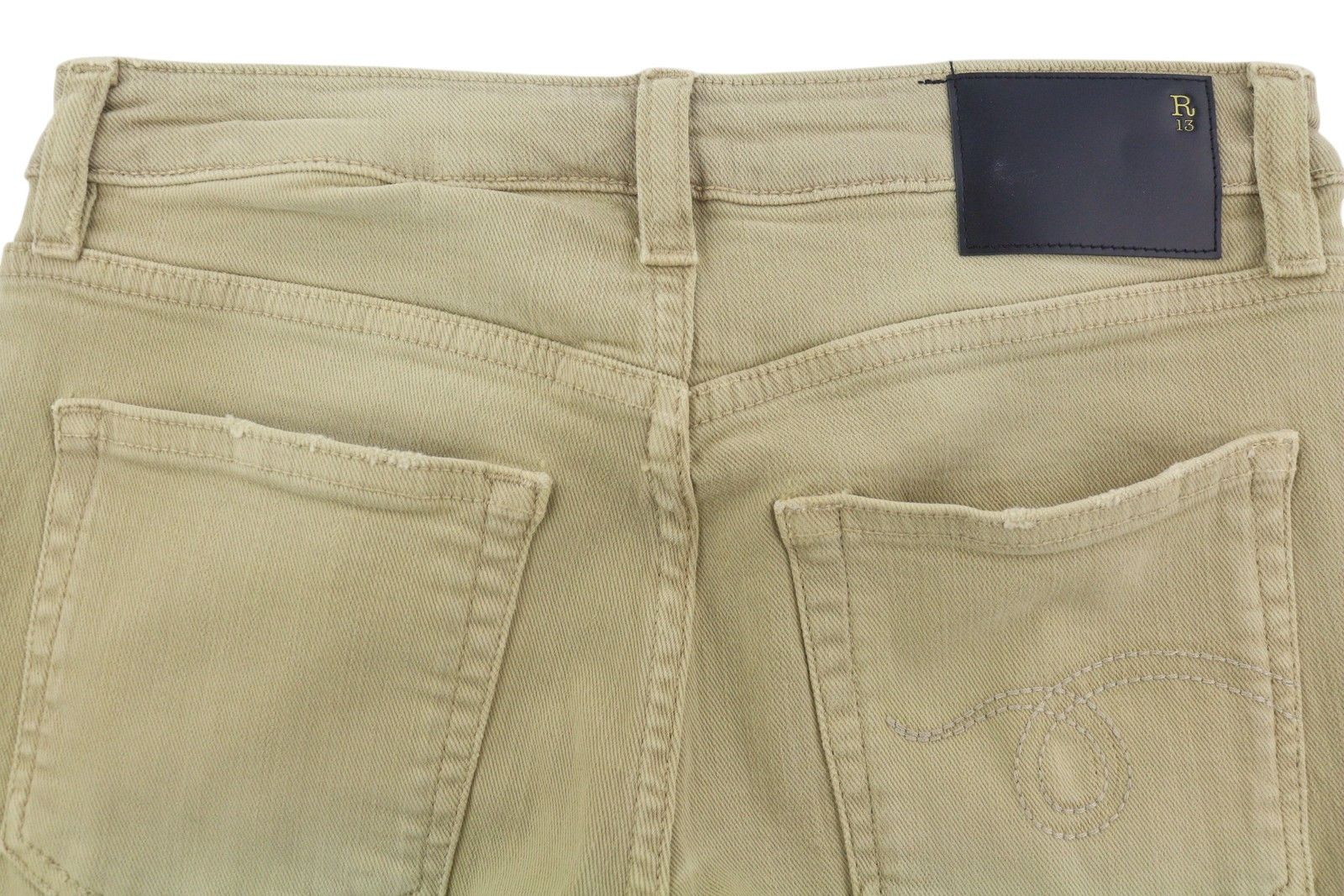 R13 BOY STRAIGHT 24 Khaki Stretchy Faded Ankle Casual 86293 Size 24" / US 00 / IT 34 - 13 Thumbnail