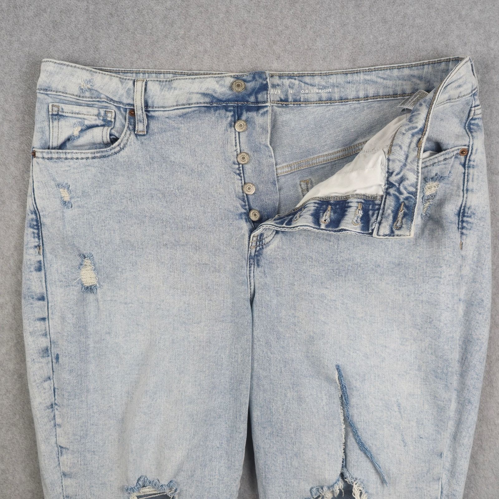 Old Navy Old Navy 18 OG Straight Button Fly Distressed Jeans Raw Hem Size 40" / US 18 - 4 Thumbnail