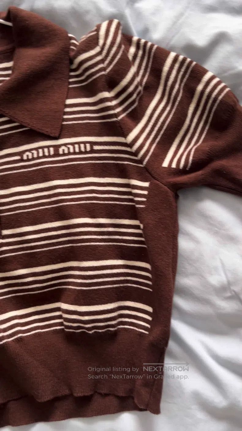Miu Miu Miu Miu 38 Striped PoLo shirt Size S / US 4 / IT 40 - 1 Thumbnail