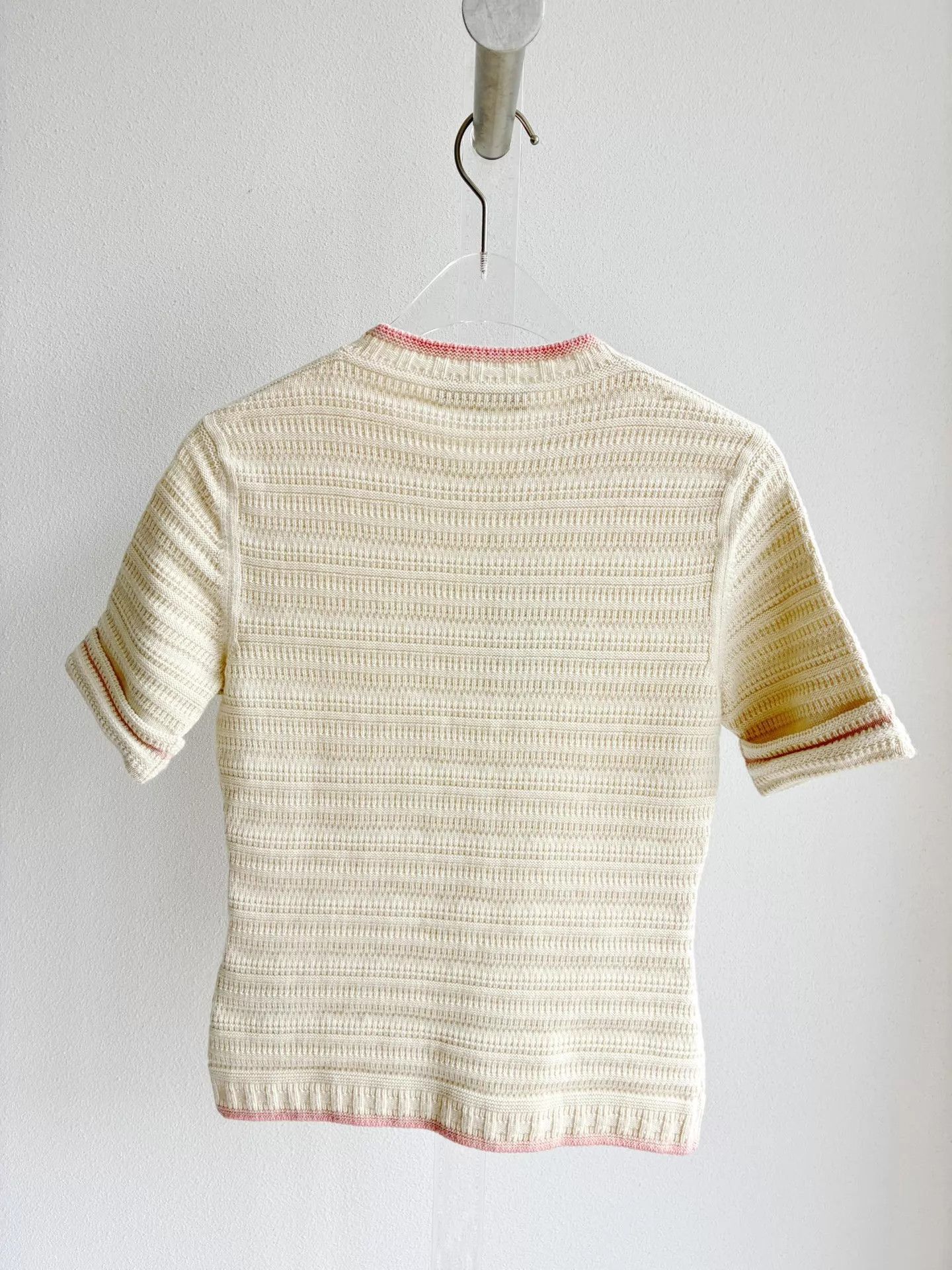 Loro Piana Loro Piana cashmere knit cream pink trim FR38 tee Size S / US 4 / IT 40 - 3 Thumbnail