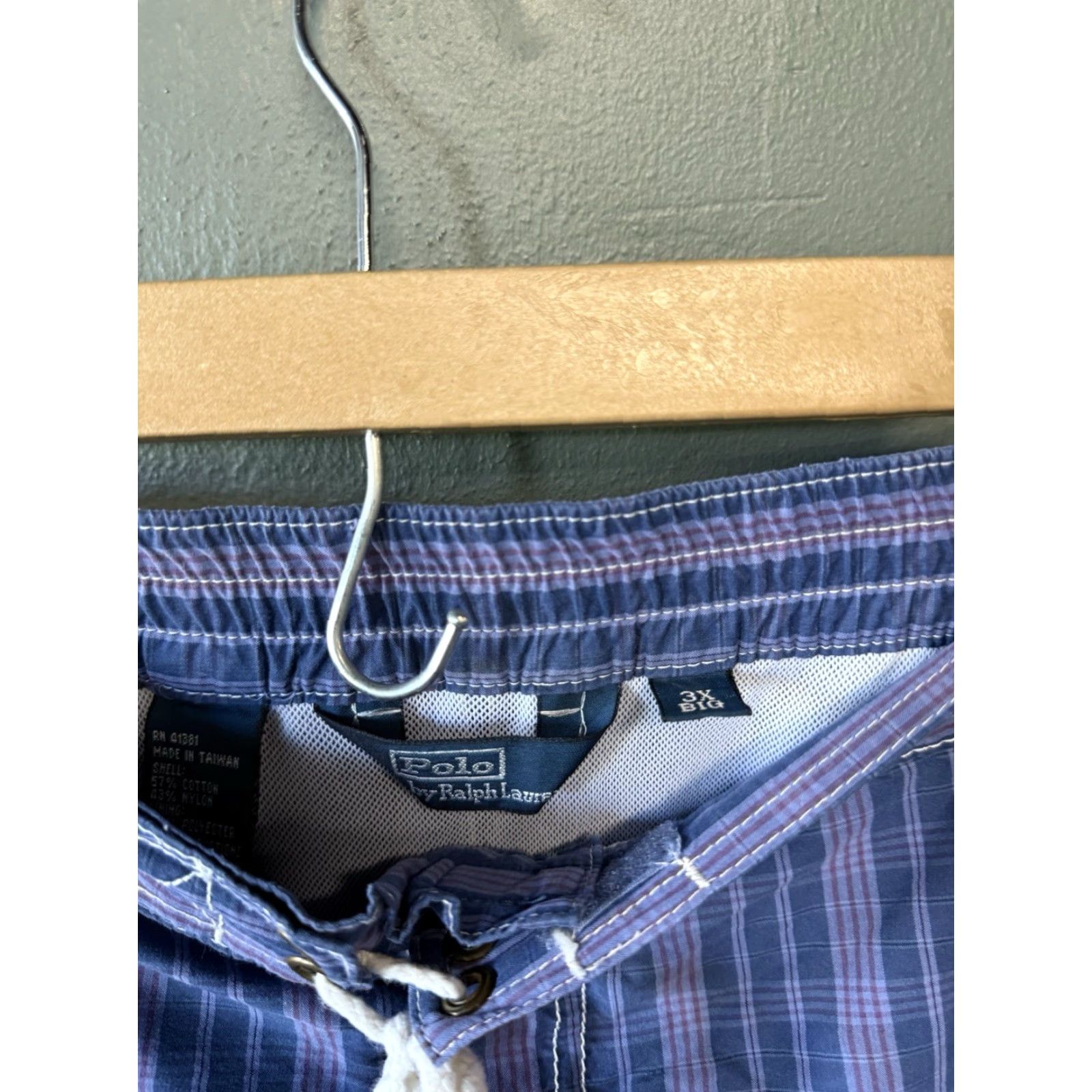Polo Ralph Lauren Y2K Polo Ralph Lauren Mens Bottom Trunks Polo Ralph Lauren Plaid Blue Big 3X Swim Trunks Mens Big & Tall Size US XXL / EU 58 / 5 - 3 Thumbnail