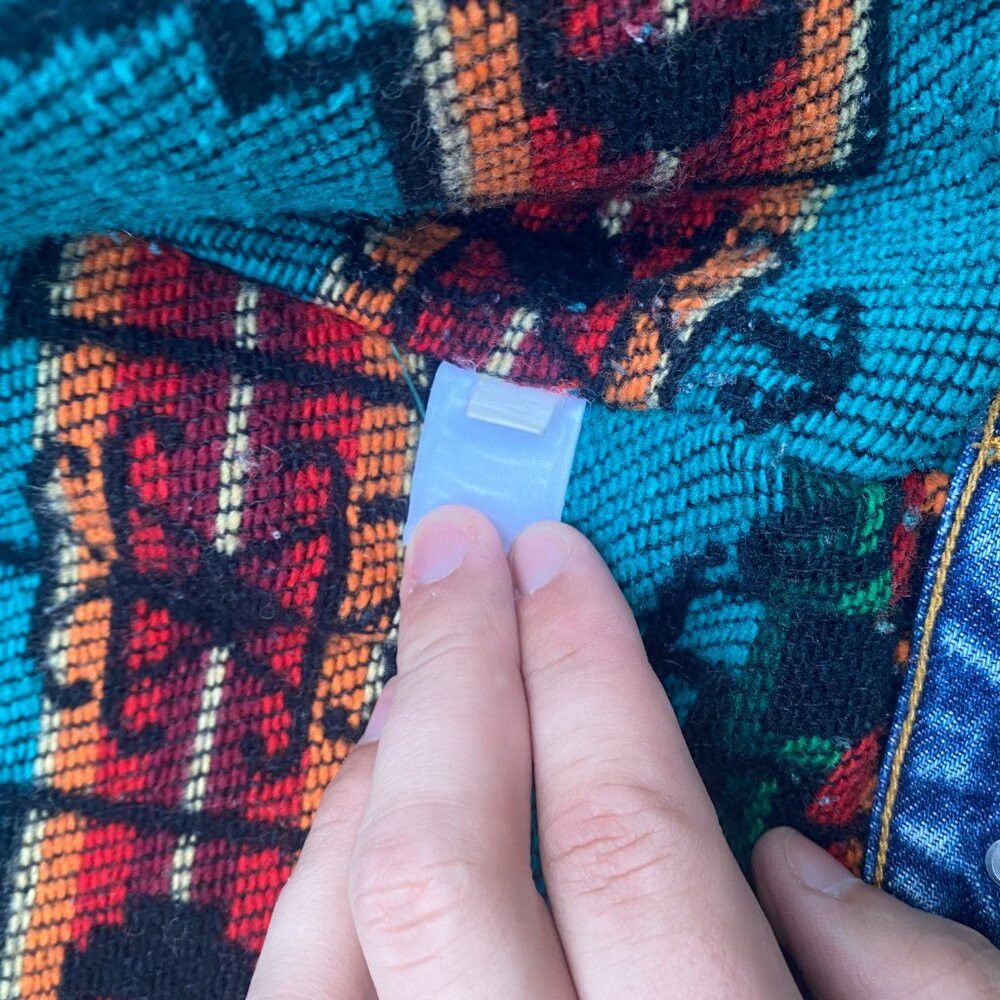 Giordano × Vintage Vintage 1980s Blanket Lined Giordano Aztec Denim Jacket Lar Size US L / EU 52-54 / 3 - 8 Thumbnail