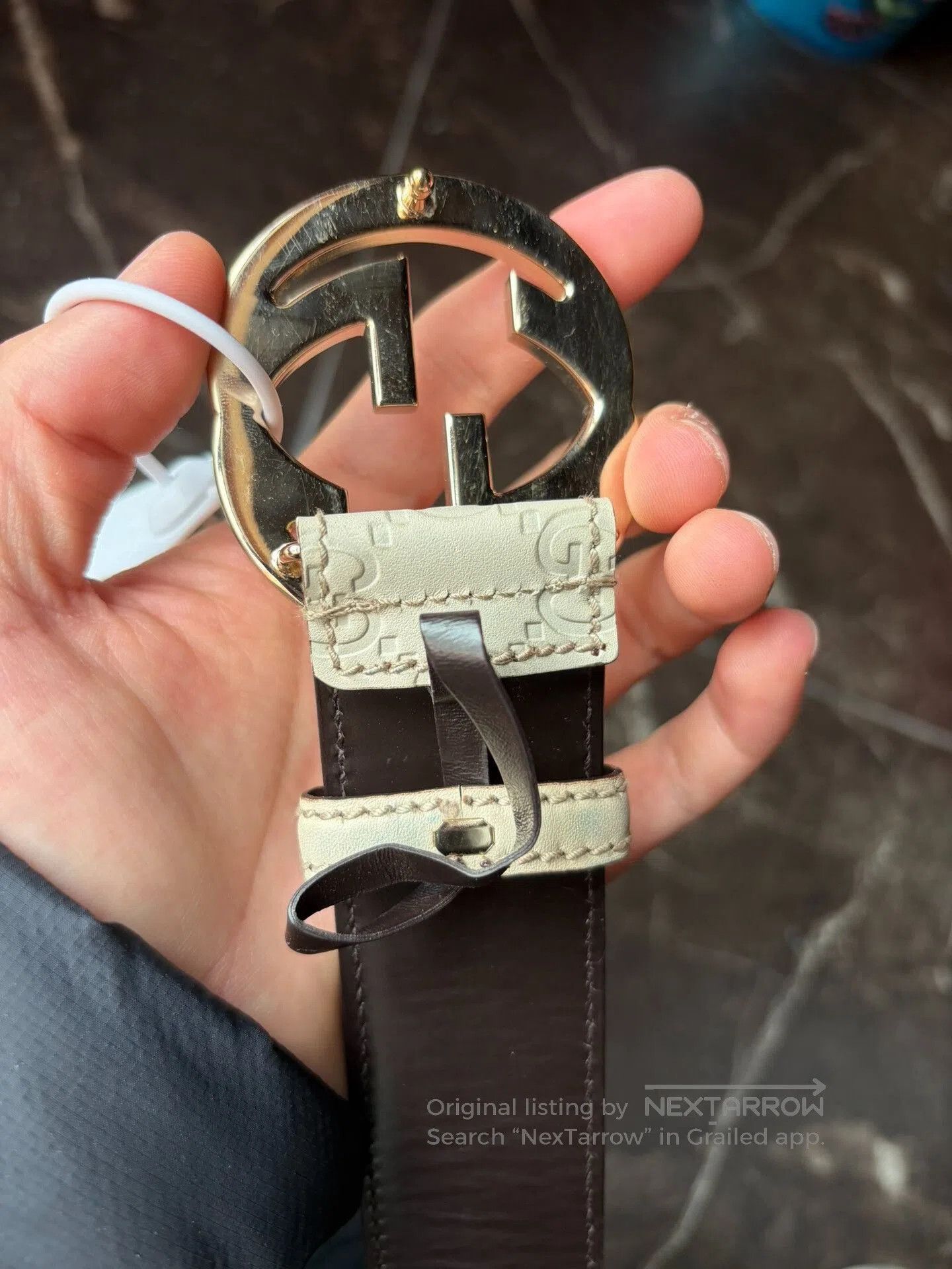 Gucci Gucci Carved White Leather Belt. Size ONE SIZE - 4 Thumbnail