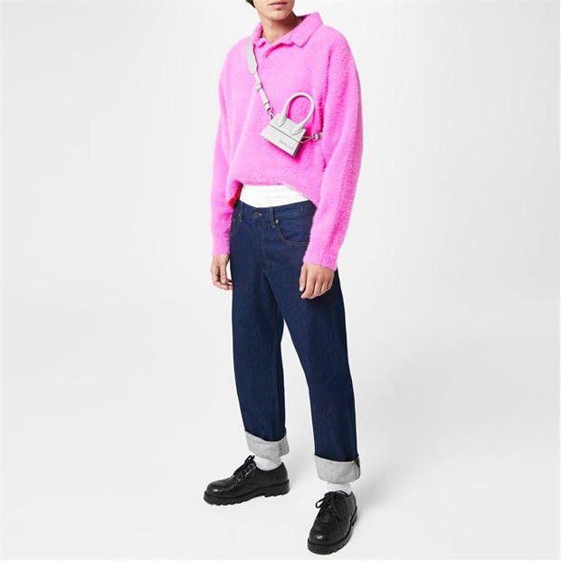 o1g2r1mq0524 LE Neve Long Sleeve Polo Top in Pink & Red