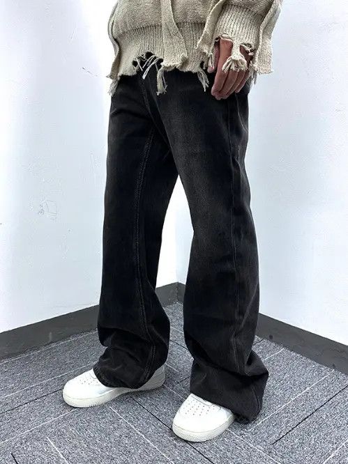 VIBE Black distressed trendy American retro bootcut jeans Size US 32 / EU 48 - 2 Thumbnail