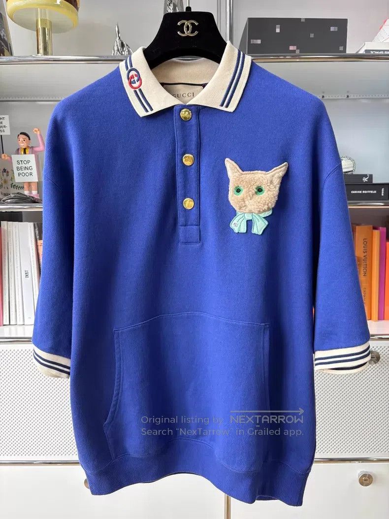 Gucci Gucci Dark blue lapel logo cat embroidery Polo short sleev Size XS / US 0-2 / IT 36-38 - 1 Thumbnail