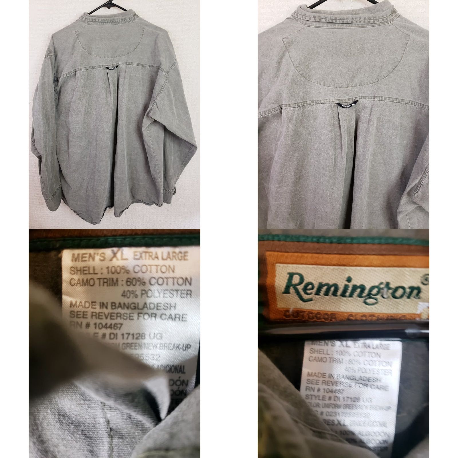 Vintage Remington Shirt Men XL Green Button-Down Canvas Cotton Outdoor Pocketed Long Sleeve Size US XL / EU 56 / 4 - 8 Thumbnail