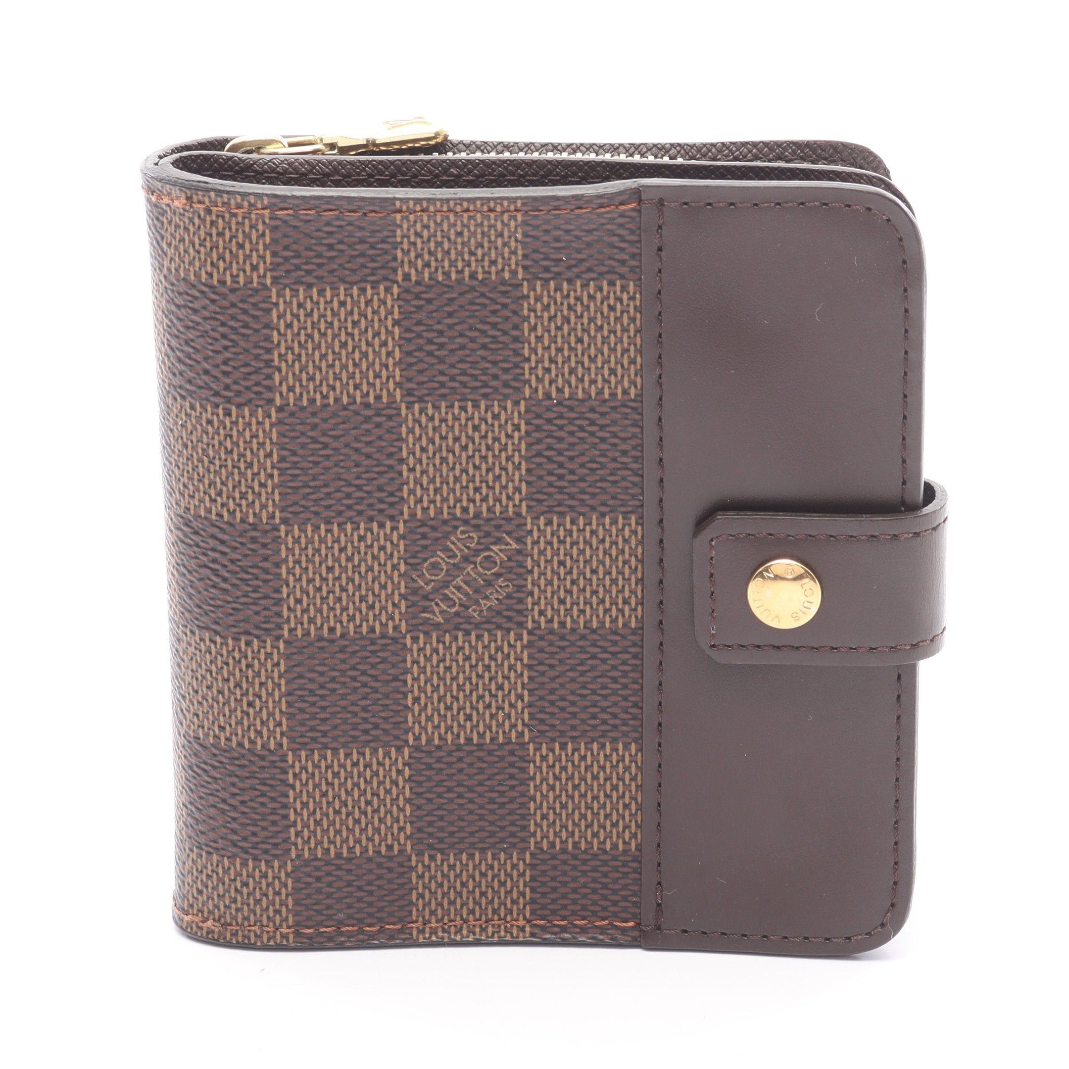 Louis Vuitton Louis Vuitton Compact Zip Damier Ebene Bi-Fold Wallet Leather Brown Size ONE SIZE - 1 Thumbnail