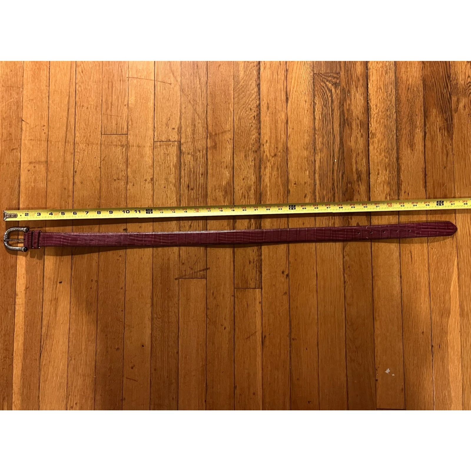 Vintage Ciprani Embossed Italian Alligator Calfskin Leather Belt Women's Large Purple Belt Womens Size ONE SIZE - 3 Thumbnail