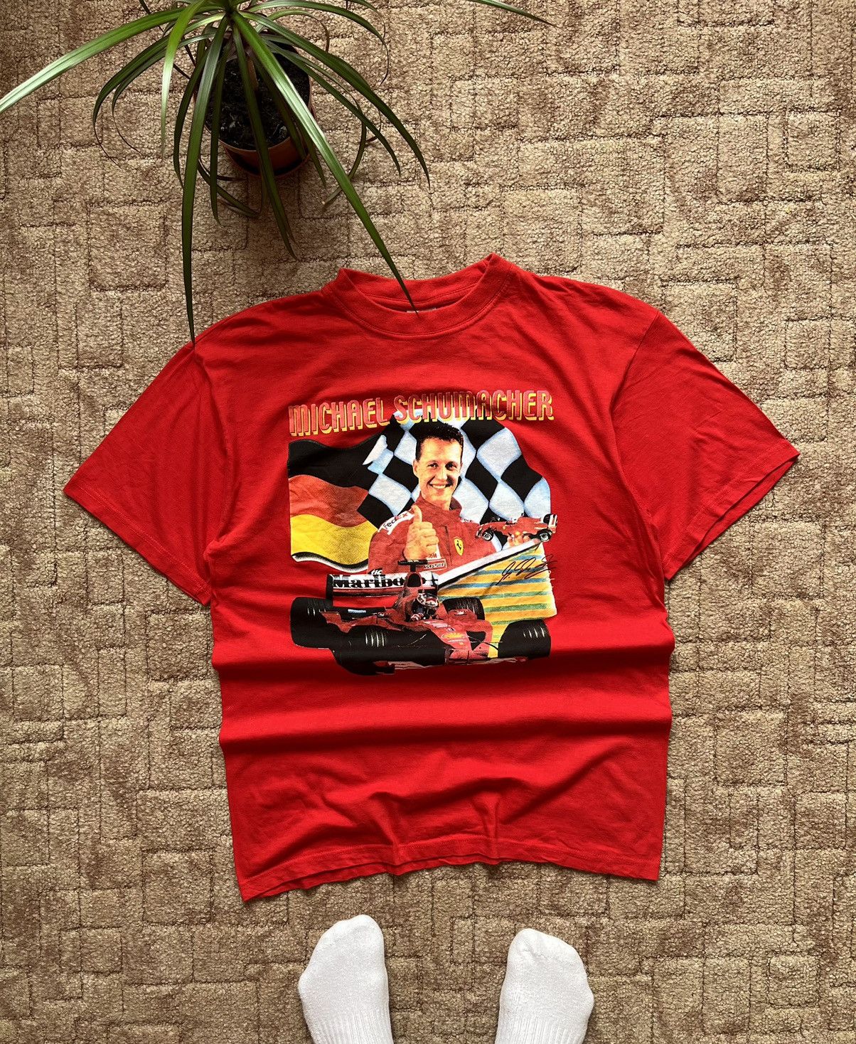 Ferrari Vintage 90's Michael Schumacher Big Logo Ferrari Racing Tee Size US L / EU 52-54 / 3 - 1 Thumbnail