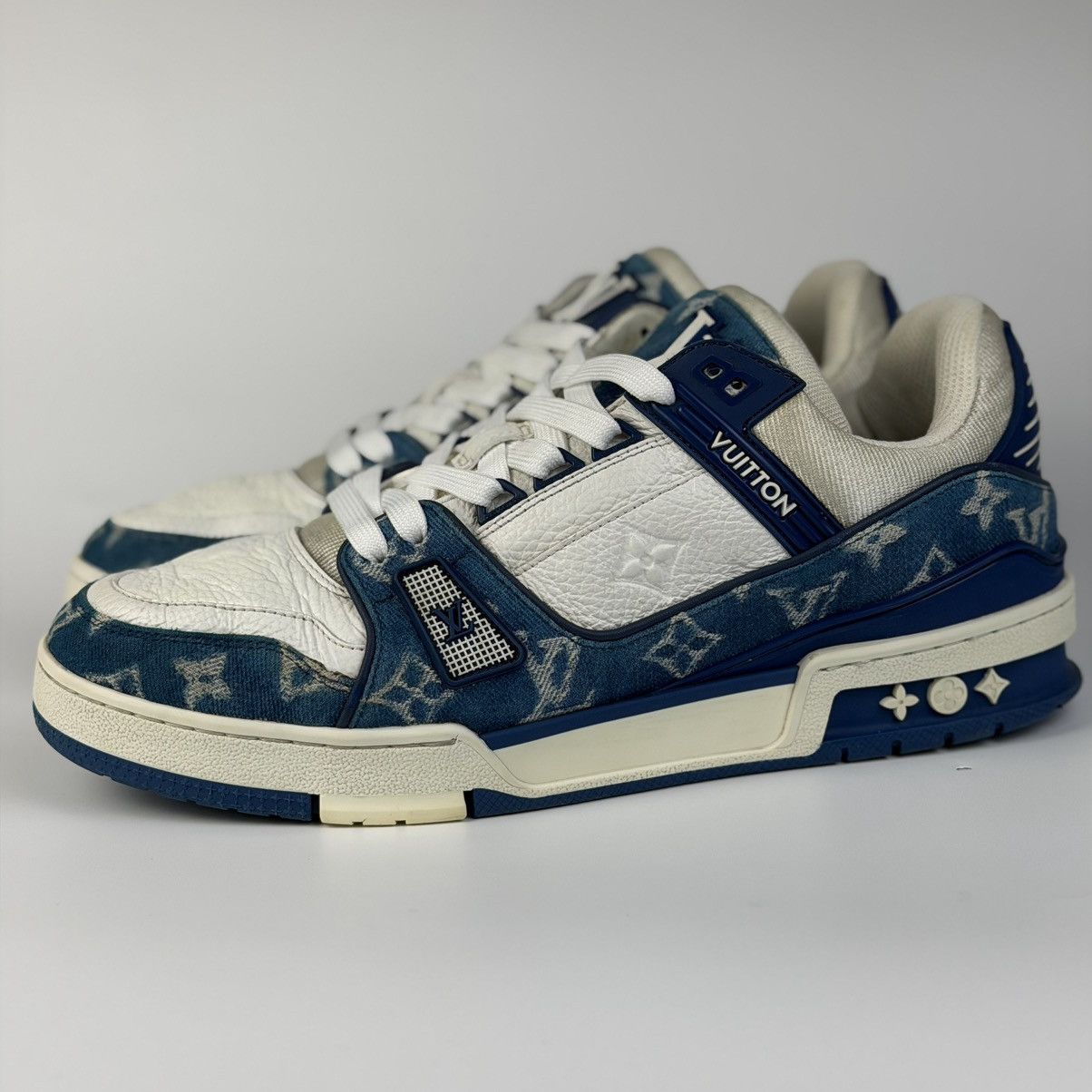Louis Vuitton Louis Vuitton LV Trainer Blue Denim Monogram Size US 8.5 / EU 41-42 - 4 Thumbnail