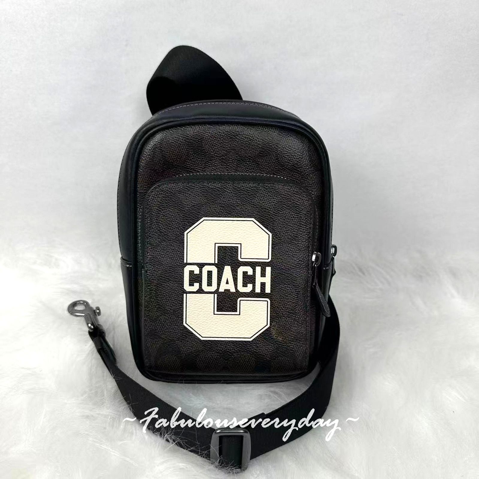 Coach Coach Men's Racer Sling Pack Varsity Graphic Leather/Walnut Size ONE SIZE - 1 Thumbnail