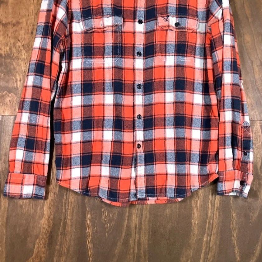 American Eagle Outfitters American Eagle Outfitters Mens Shirt Orange Navy Plaid Athletic Fit Flannel M Size US M / EU 48-50 / 2 - 3 Thumbnail