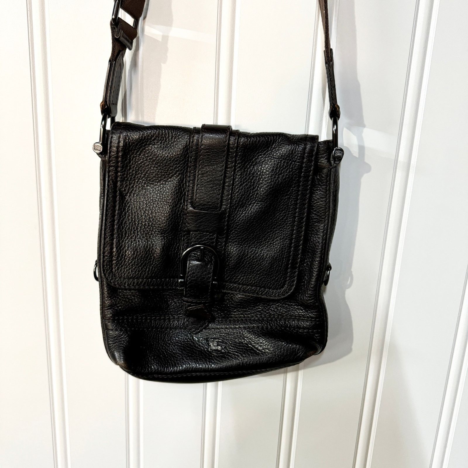 Burberry Vintage Burberry Dark Brown Leather Nova Check Shoulder Bag Size ONE SIZE - 1 Thumbnail