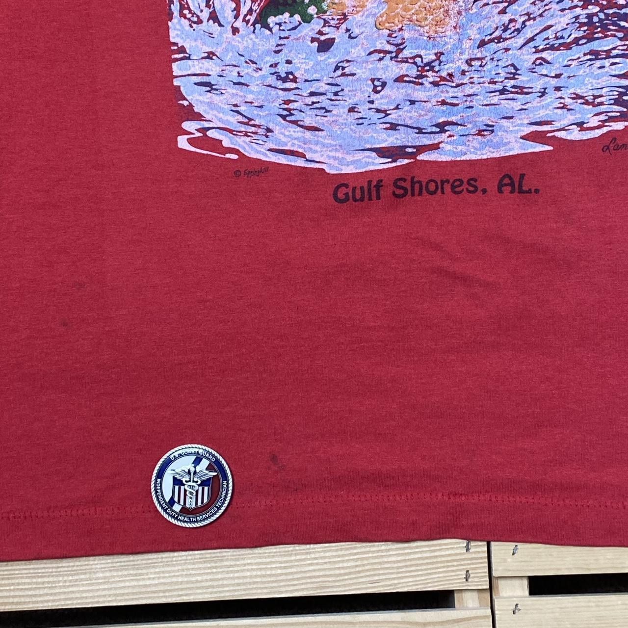 Fruit Of The Loom Vintage Gulf Shores, AL Red Bass Fishing Tee Size Large Size US L / EU 52-54 / 3 - 4 Thumbnail