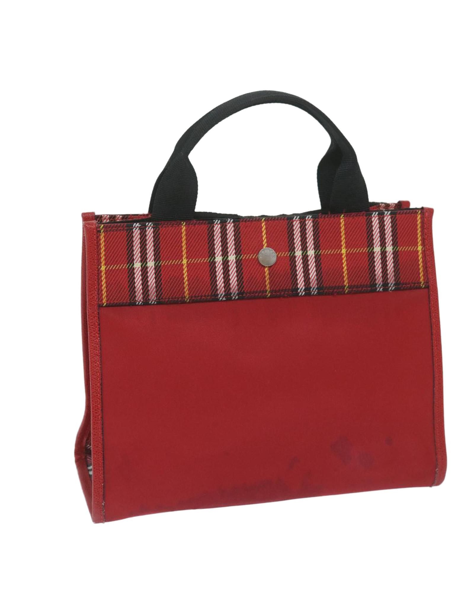 image of Burberry Red Nylon Hand Bag With Nova Check Pattern, Women's