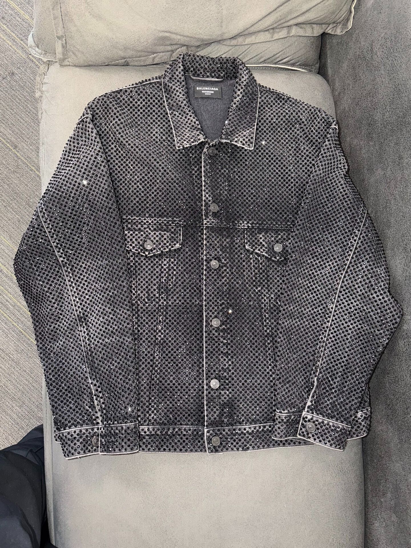 Balenciaga Balenciaga Crystal Embellished Denim Jacket S Size US S / EU 44-46 / 1 - 1 Thumbnail