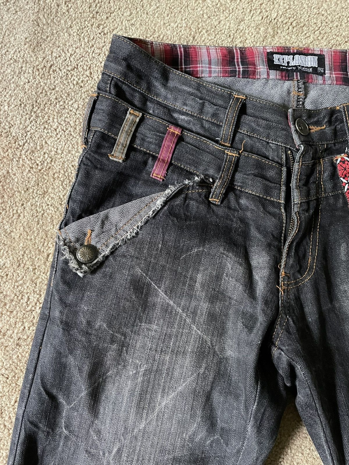 Japanese Brand Explosion by Nylaus Double-Waisted Distressed Jeans Size US 32 / EU 48 - 5 Thumbnail