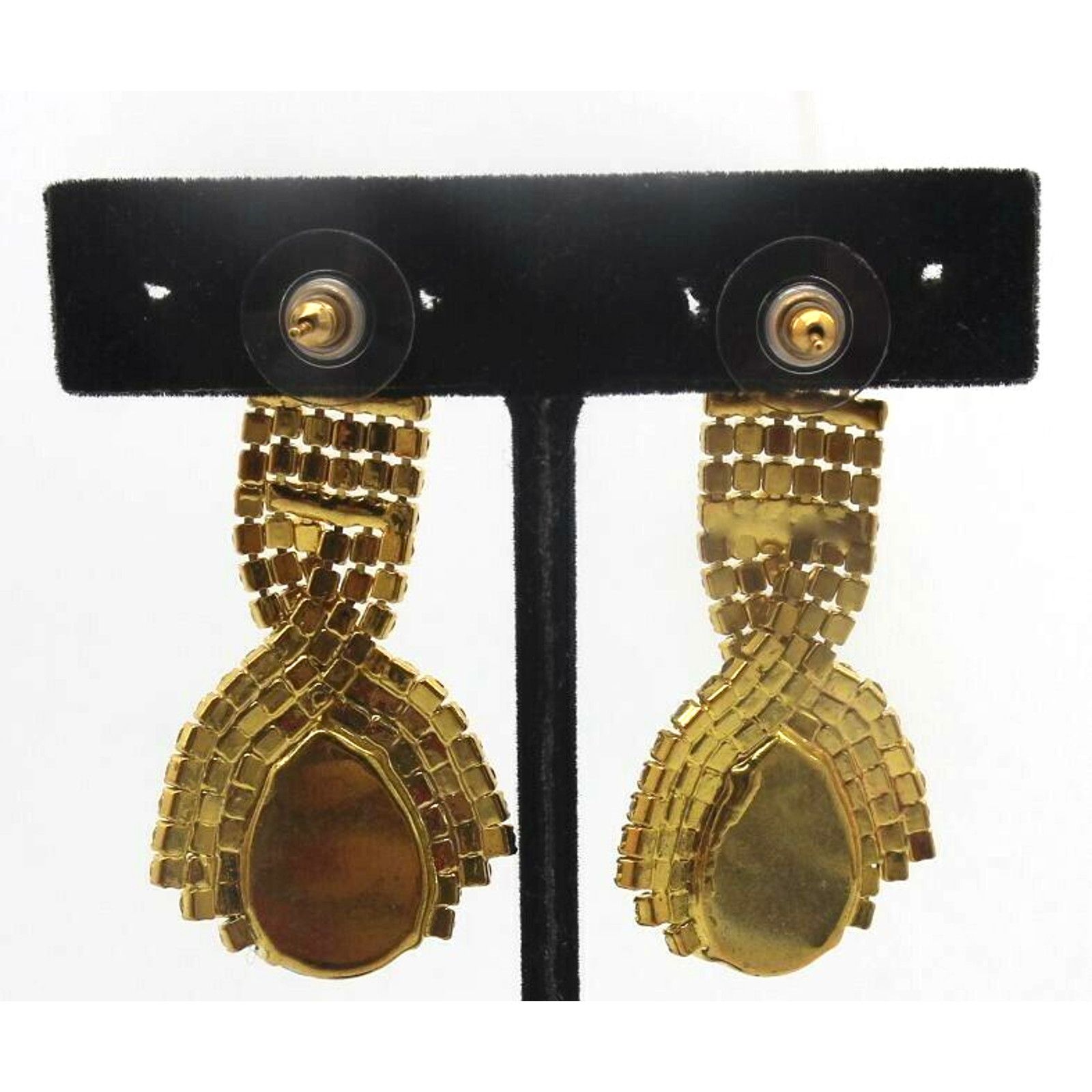 Other Sapphire Blue Tear Drop Rhinestone Statement Earrings • 2" Size ONE SIZE - 3 Thumbnail