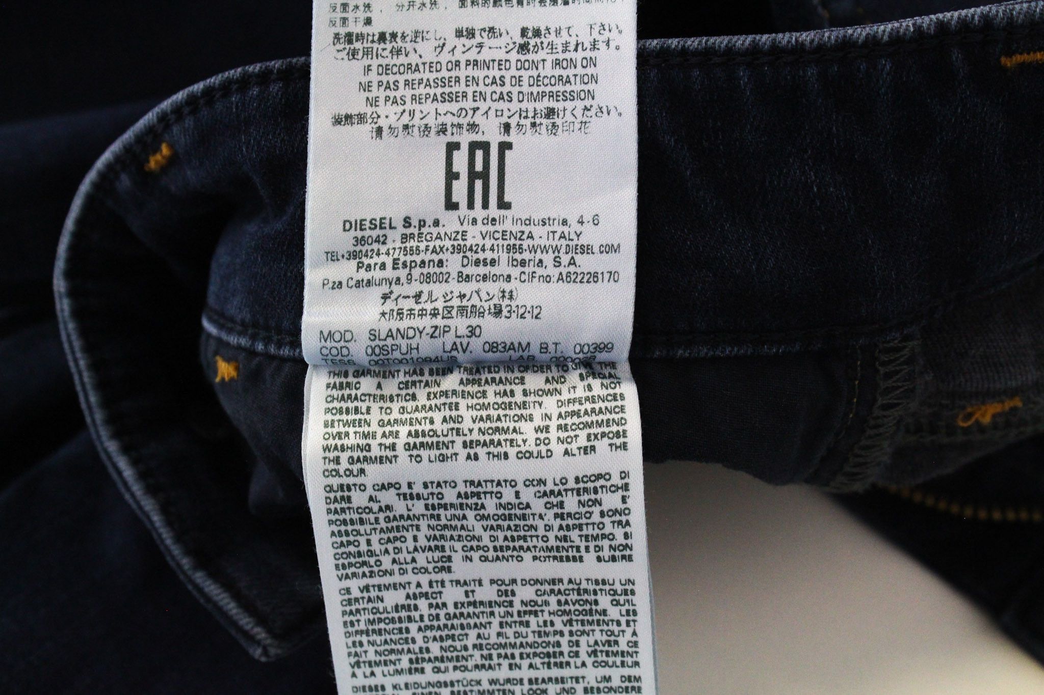 Diesel SLANDY-ZIP 083AM W26/L30 Blue Zipped Jeans 70291 Size 26" / US 2 / IT 38 - 8 Thumbnail